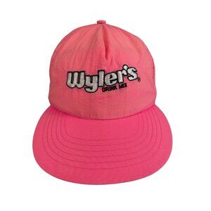 Vintage 80s 90s Wylers Drink Mix Hot Pink Neon Nylon Snapback Hat